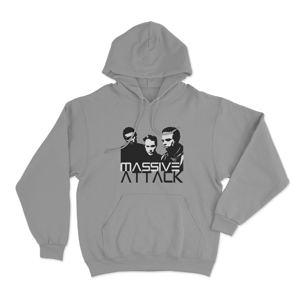 Massive Attack Classic Trio Unisex Hoodie Grey Massive Attack Classic Trio Unisex Hoodie Grey
