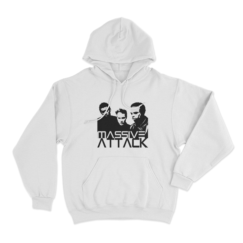 Massive Attack Classic Trio Unisex Hoodie White Massive Attack Classic Trio Unisex Hoodie White